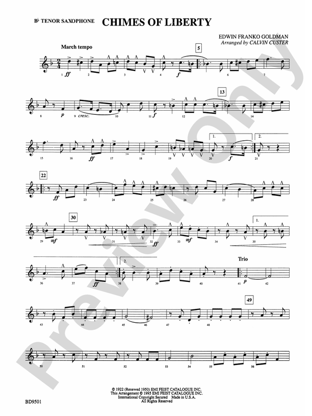 The Chimes of Liberty: B-flat Tenor Saxophone