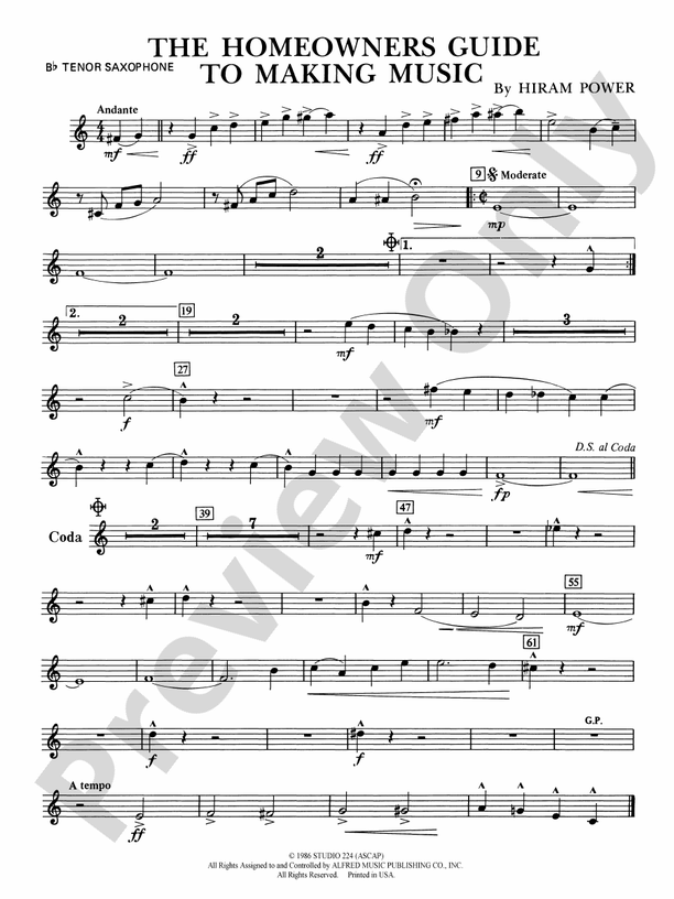 The Homeowners Guide to Making Music Bflat Tenor Saxophone Bflat