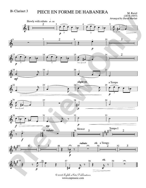 Piece En Forme De Habanera (Soloist And Concert Band): 3rd B-flat ...