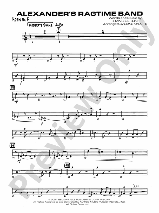 Alexander's Ragtime Band: 1st F Horn