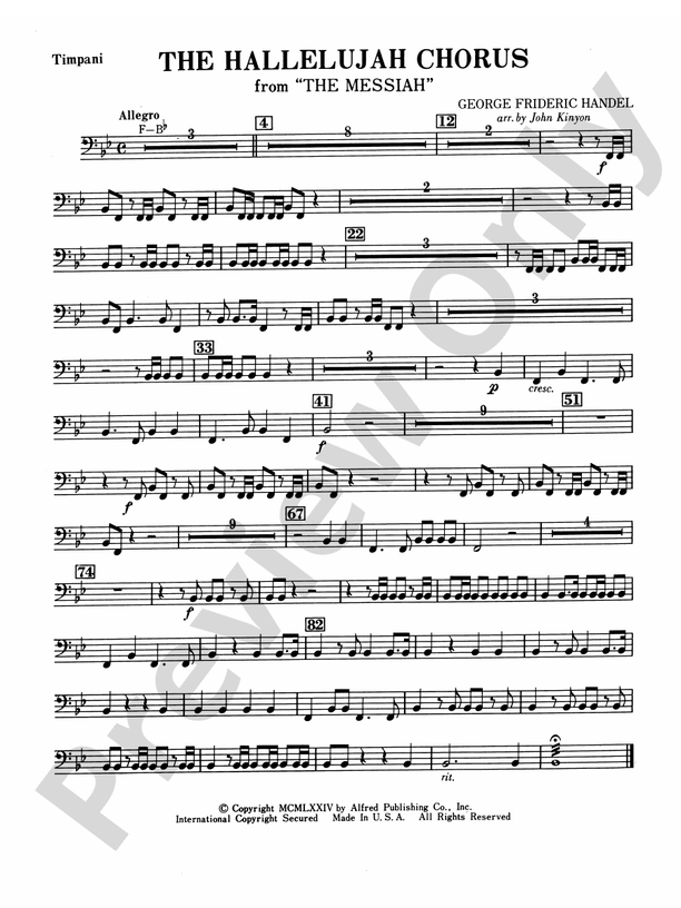 Hallelujah Chorus Timpani Timpani Part Digital Sheet Music Download