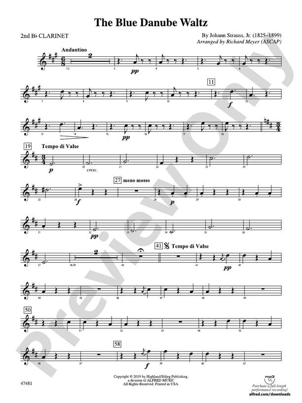 The Blue Danube Waltz: 2nd B-flat Clarinet