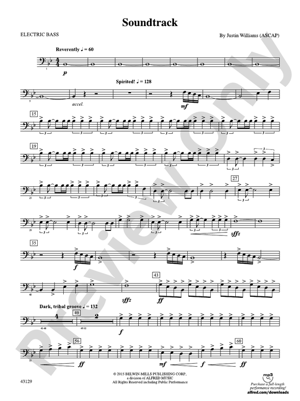 Soundtrack Electric Bass Electric Bass Part Digital Sheet Music