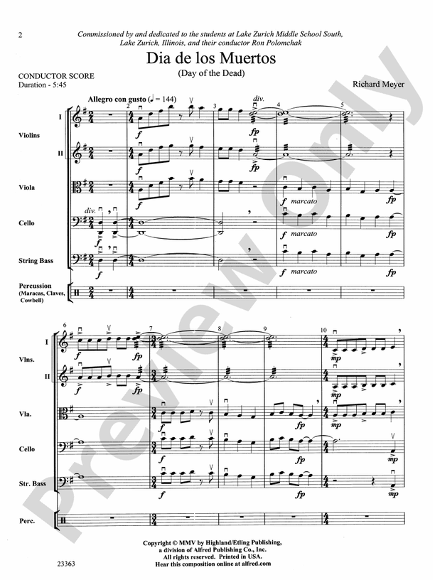 El dia de los Muertos String Orchestra Conductor Score & Parts