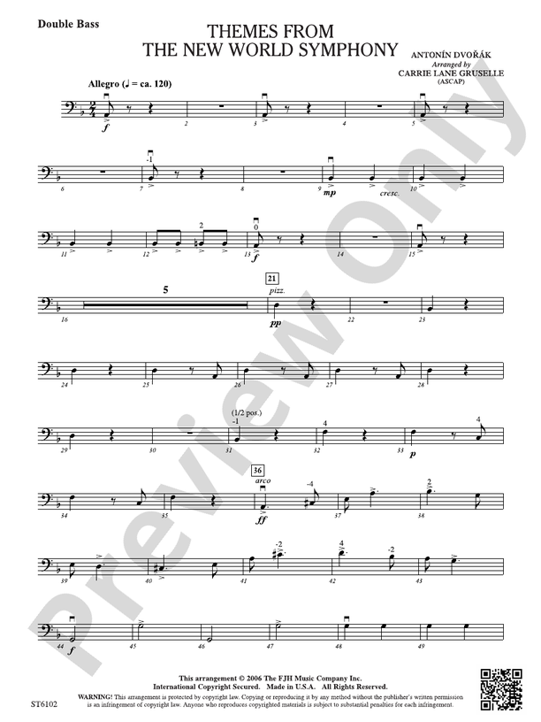 Themes from the New World Symphony: Double Bass: Double Bass Part