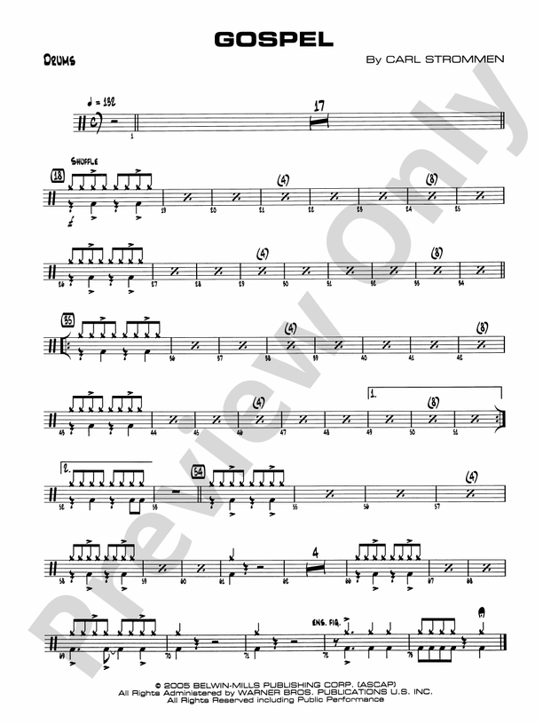 Gospel Drums Drums Part Digital Sheet Music Download