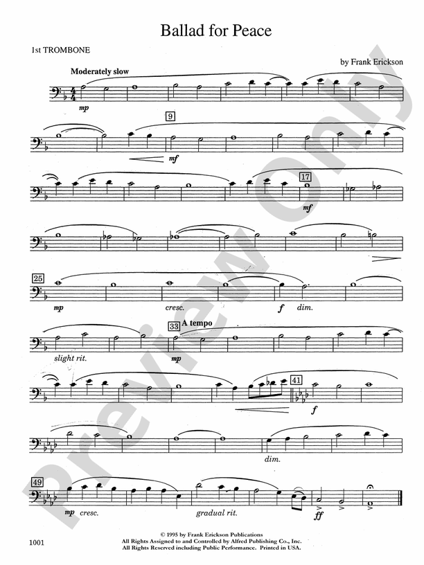 Ballad for Peace 1st Trombone 1st Trombone Part Digital Sheet Music