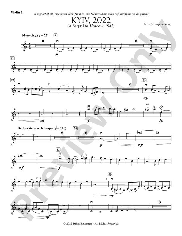 Kyiv, 2022 1st Violin 1st Violin Part Digital Sheet Music Download