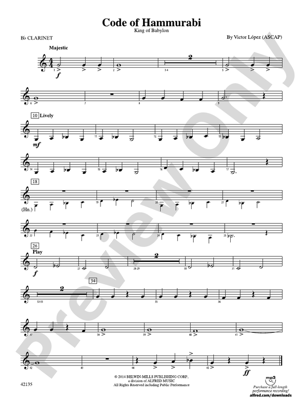 Code of Hammurabi 1st Bflat 1st Bflat Part