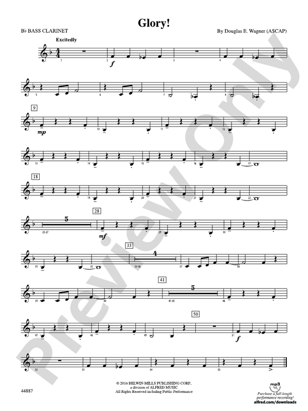 Glory! Bflat Bass Bflat Bass Part Digital Sheet