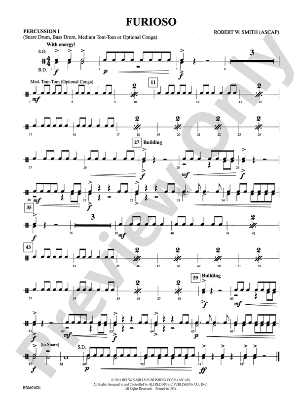 Furioso: 1st Percussion: 1st Percussion Part - Digital Sheet Music Download