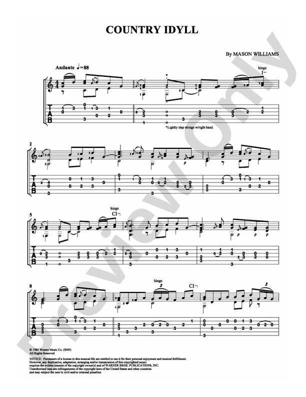 Country Idyll: Guitar TAB: Mason Williams - Digital Sheet Music Download