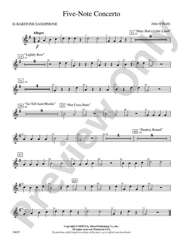 FiveNote Concerto Eflat Baritone Saxophone Eflat Baritone