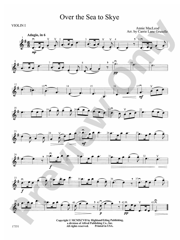 Over the Sea to Skye 1st Violin 1st Violin Part Digital Sheet Music Download