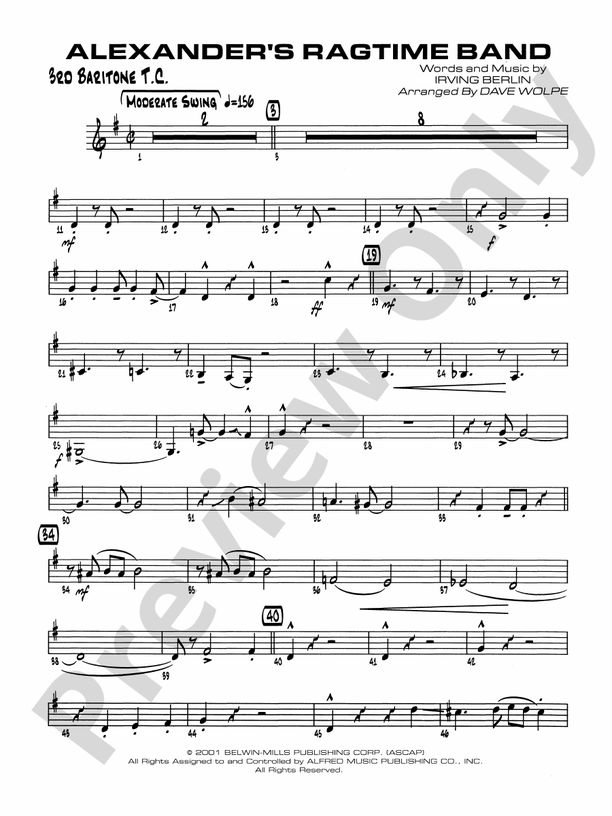 Alexander's Ragtime Band: 3rd Baritone T.C.
