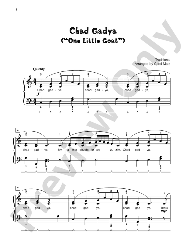 Chad Gadya ("One Little Goat") - Piano Solo with Lyrics