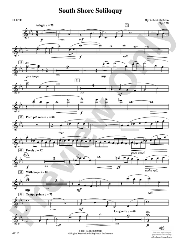 South Shore Soliloquy: Flute: Flute Part - Digital Sheet Music Download