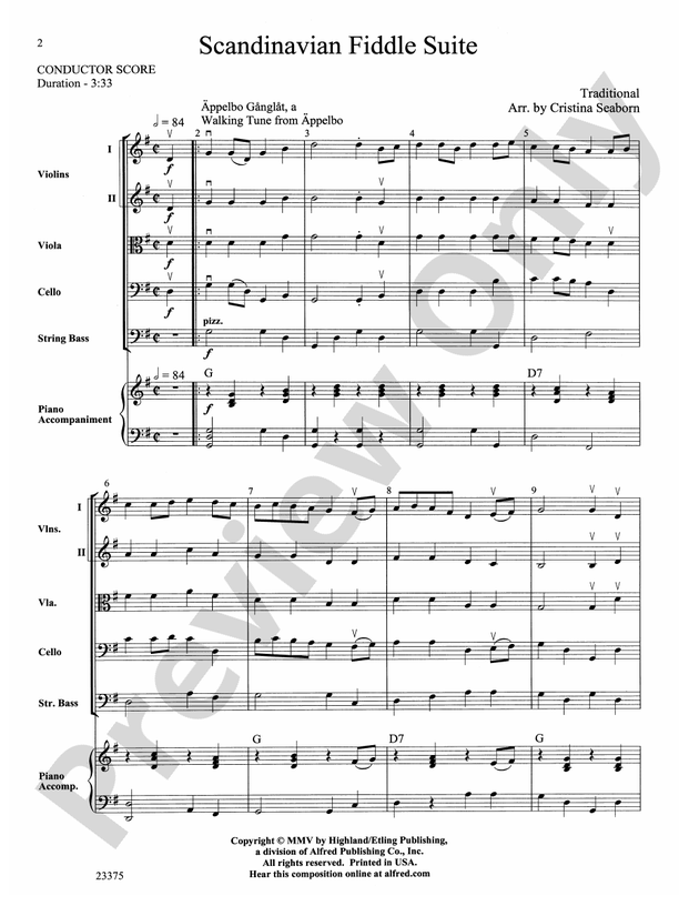 Scandanavian Fiddle Suite: String Orchestra Conductor Score & Parts ...