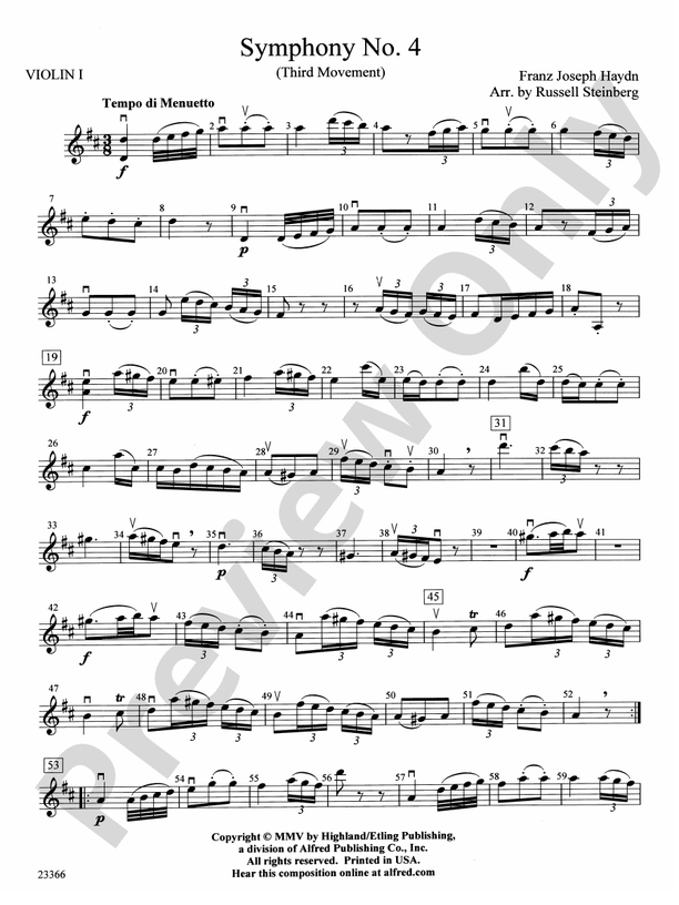 Symphony No. 4 (Third Movement): 1st Violin