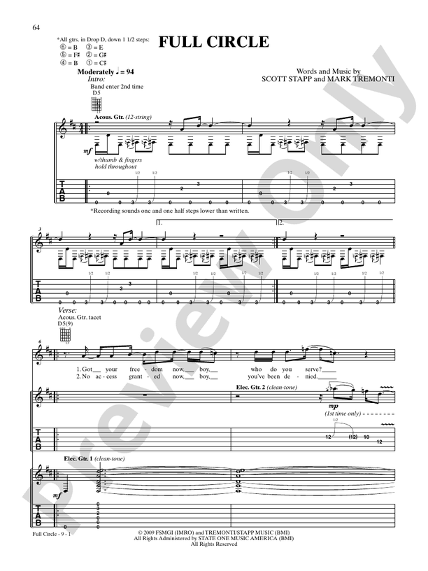 My Sacrifice: Guitar: Creed - Digital Sheet Music Download