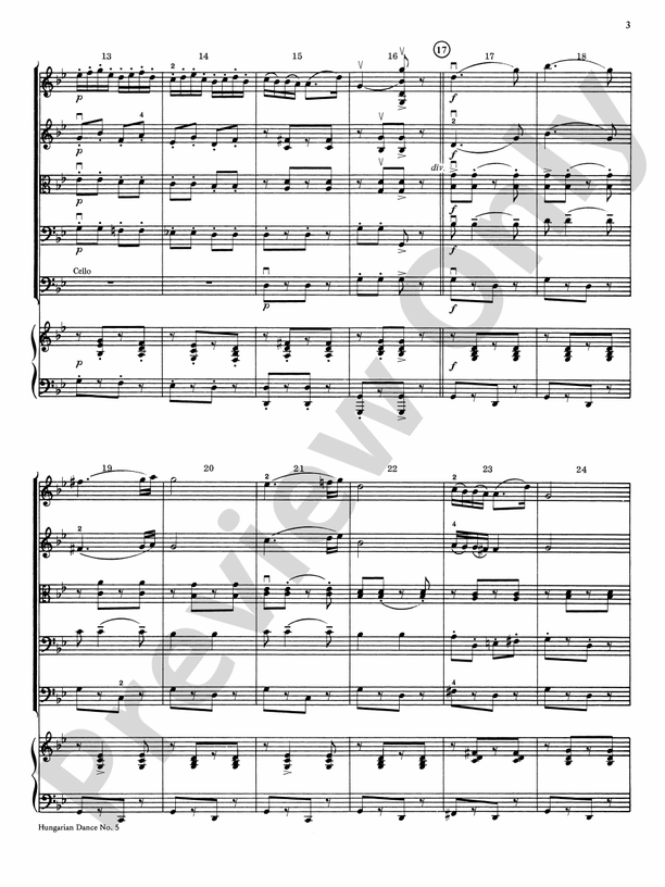 Hungarian Dance No 5 String Orchestra Conductor Score And Parts