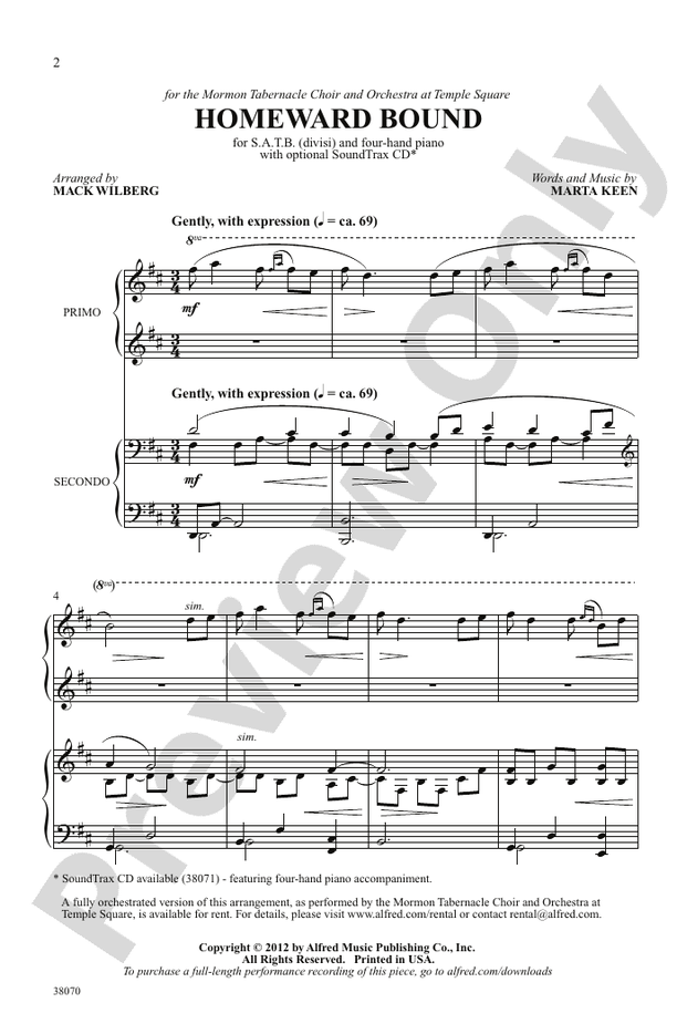 Homeward Bound SATB Divisi Choral Octavo Marta Keen Digital Sheet 