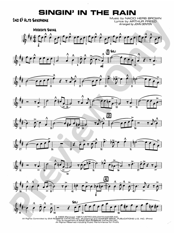 Singin' in the Rain: 2nd E-flat Alto Saxophone: 2nd E-flat Alto