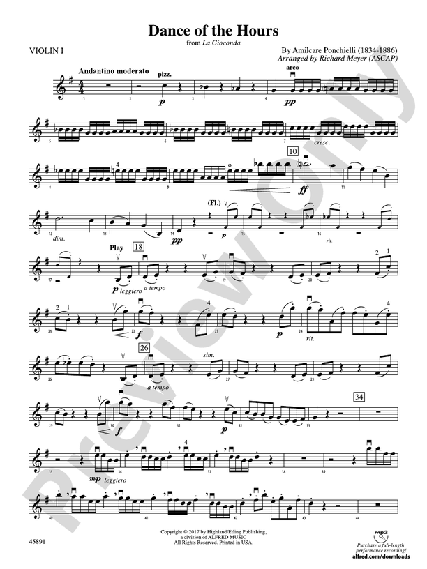 Dance of the Hours 1st Violin 1st Violin Part Digital Sheet Music