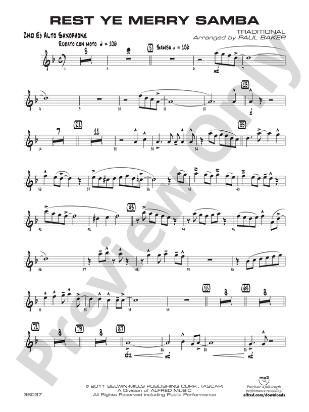 Rest Ye Merry Samba: 2nd E-flat Alto Saxophone