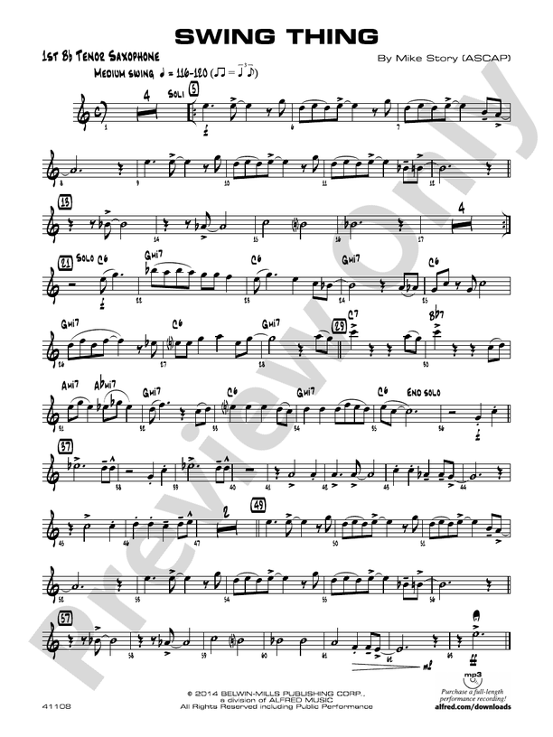 Swing Thing: B-flat Tenor Saxophone: B-flat Tenor Saxophone Part ...
