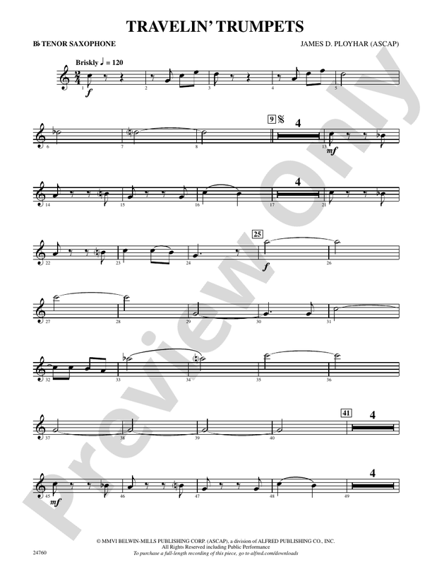 Travelin' Trumpets: B-flat Tenor Saxophone: B-flat Tenor Saxophone Part ...