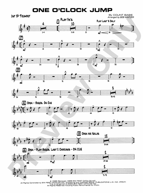 Jump:　Sheet　Part　Digital　1st　B-flat　1st　B-flat　Trumpet:　Trumpet　One　Download　O'Clock　Music