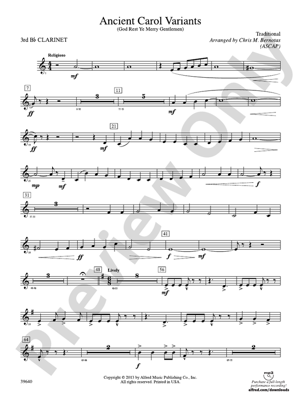 Ancient Carol Variants 3rd Bflat 3rd Bflat Part