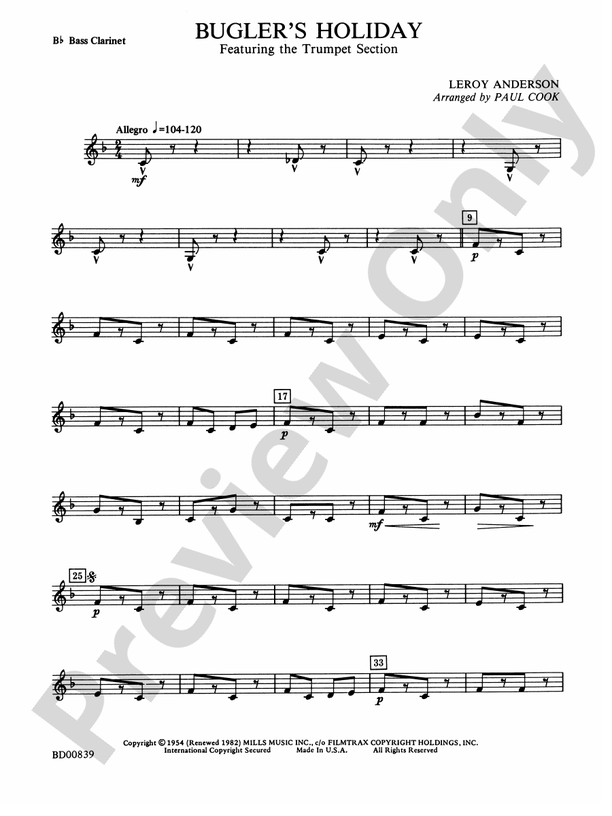 Bugler's Holiday (featuring the Trumpet Section) Bflat Bass