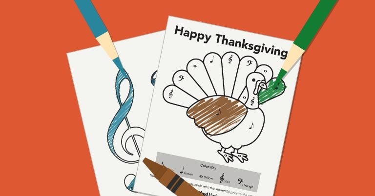 Thanksgiving Coloring Activity for Music Students