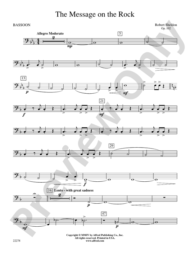 The Message on the Rock Bassoon Bassoon Part Digital Sheet Music