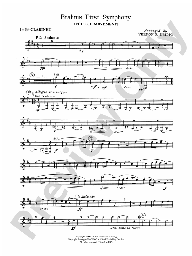 Brahms's 1st Symphony, 4th Movement: 1st B-flat Clarinet