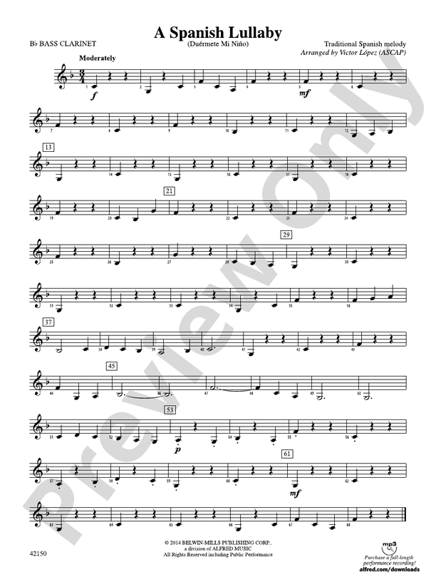 A Spanish Lullaby Bflat Bass Bflat Bass Part