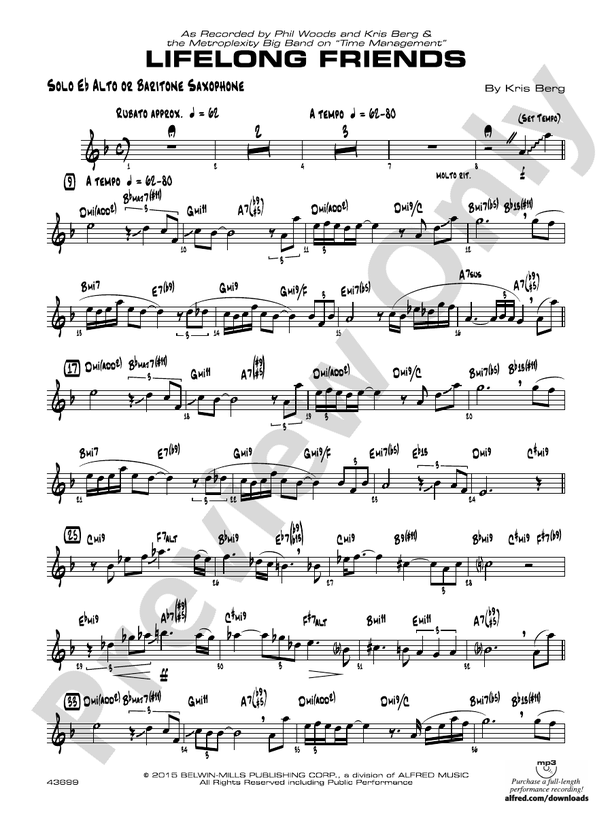 Lifelong Friends Solo Alto Saxophone Solo Alto Saxophone Part