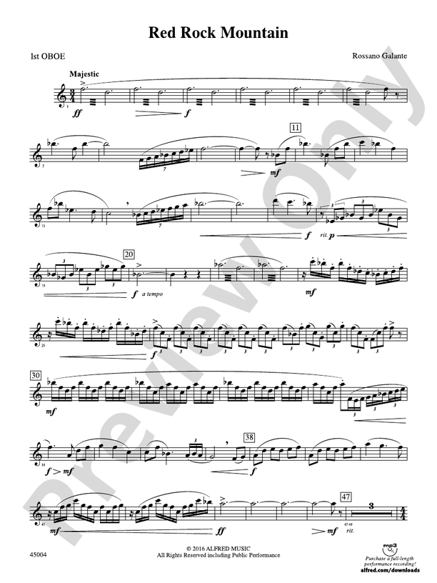 Red Rock Mountain Oboe Oboe Part Digital Sheet Music Download