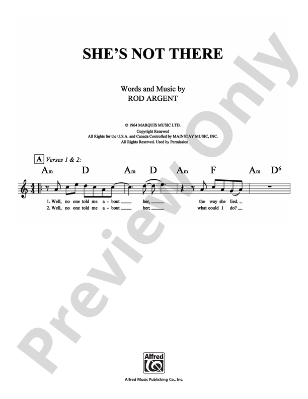She's Not There: Lead Sheet: Rod Argent - Digital Sheet Music Download