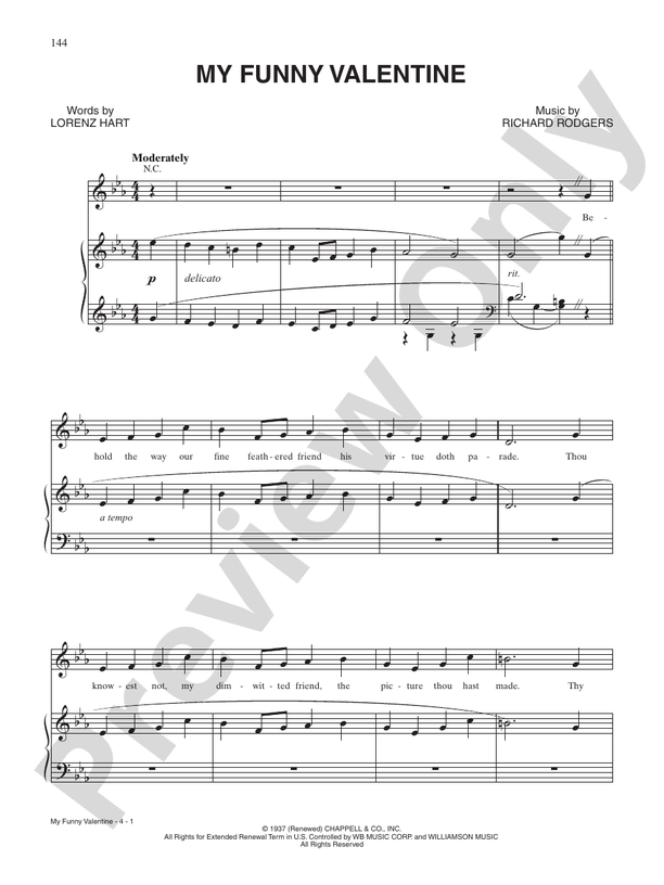 My Funny Valentine: Piano/Vocal/Chords - Digital Sheet Music Download:  Frank Sinatra