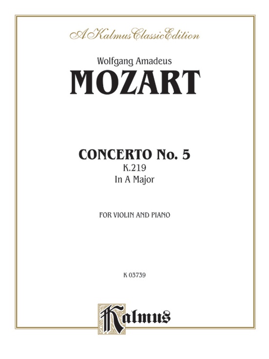 Mozart: Violin Concerto No. 5 in A Major, K. 219: Violin Book