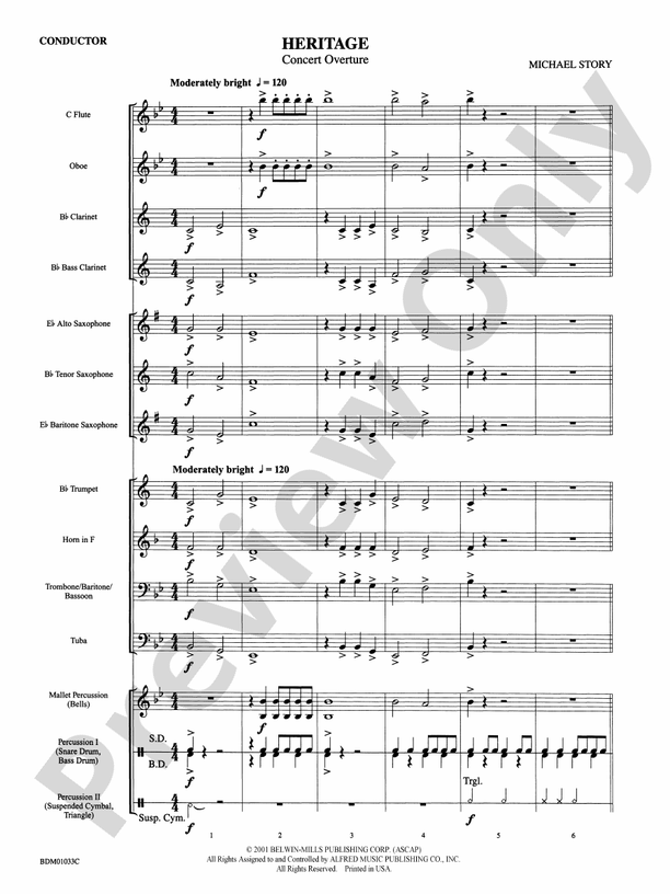 Heritage (Concert Overture) Concert Band Conductor Score & Parts