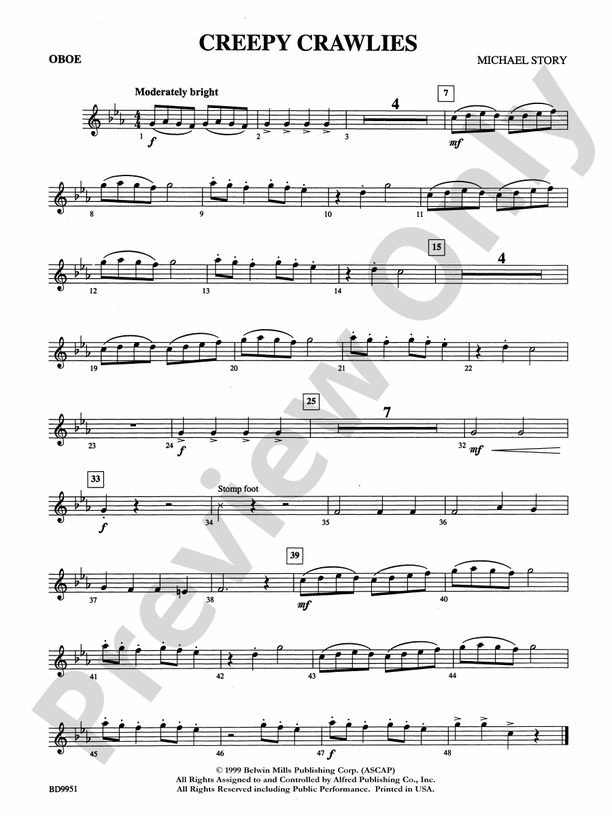 Creepy Crawlies: Oboe: Oboe Part - Digital Sheet Music Download