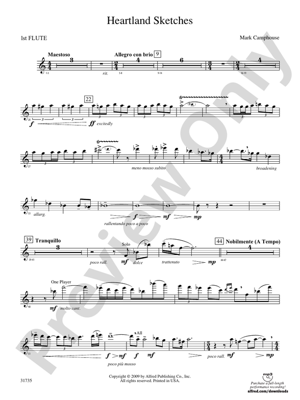 Heartland Sketches Flute Flute Part Digital Sheet Music Download