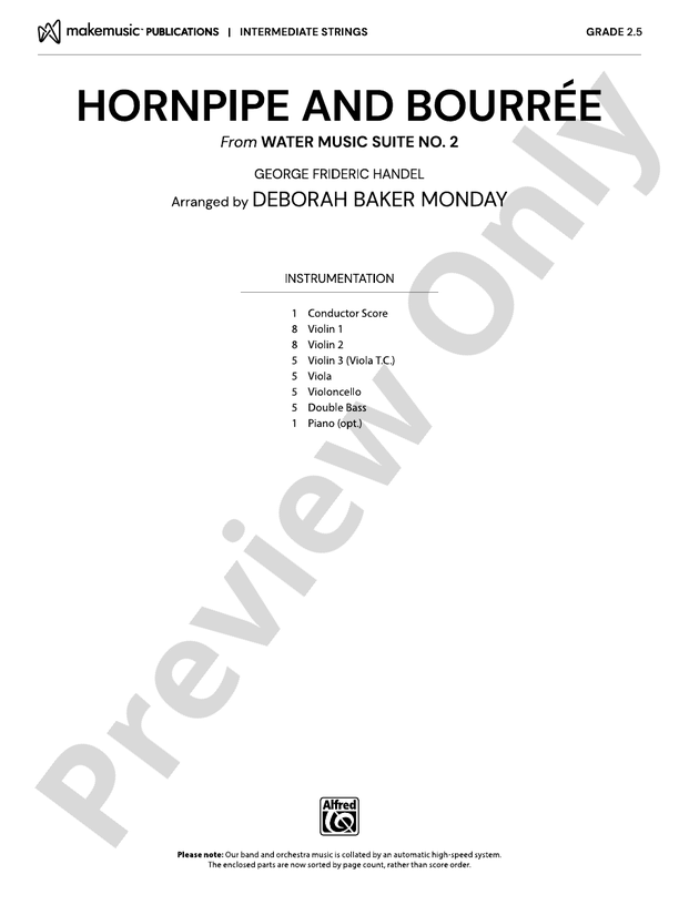 Hornpipe and Bourrée String Orchestra Conductor Score & Parts