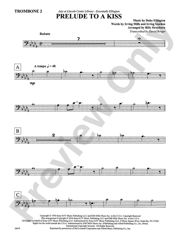 Prelude To A Kiss 2nd Trombone 2nd Trombone Part Digital Sheet Music Download 