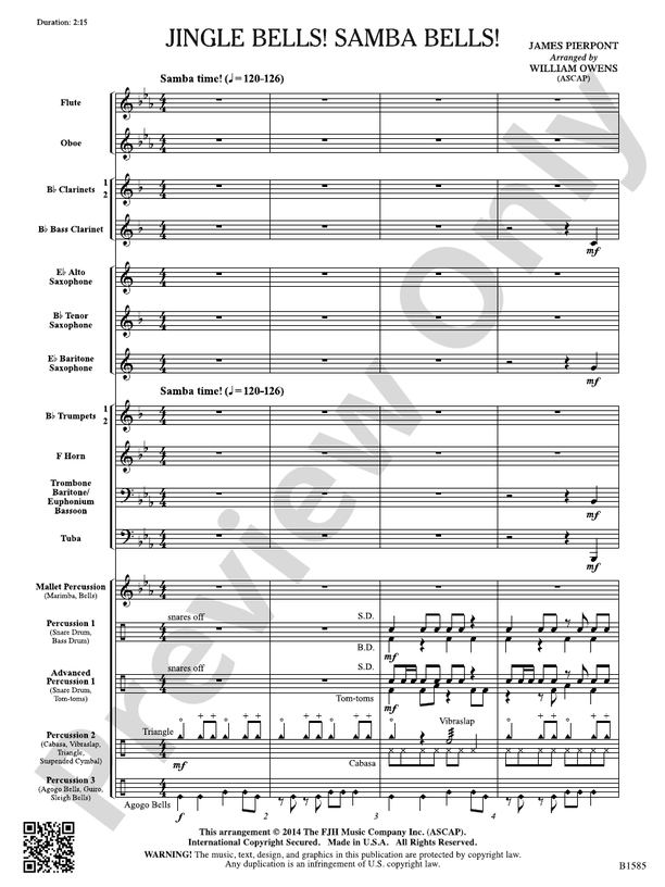 Jingle Bells! Samba Bells! Score James Pierpont Digital Sheet