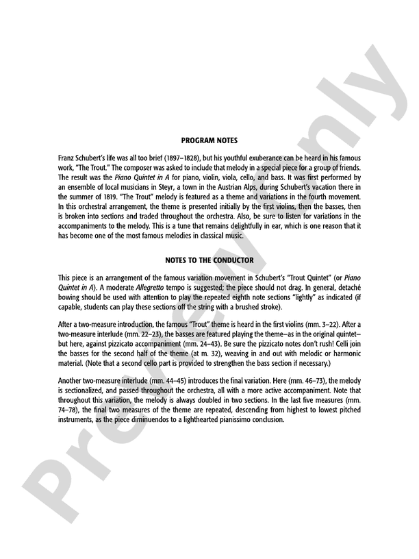 Theme and Variations from the "Trout" Quintet: Score
